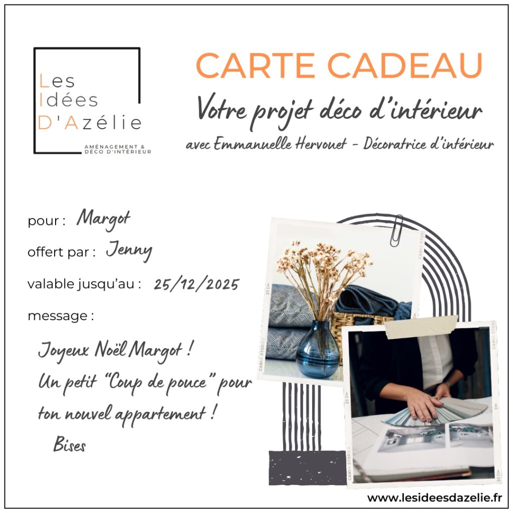 Carte cadeau pour un projet de décoration d'intérieur